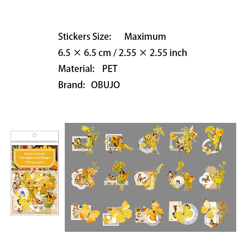 30 Pcs Plants Fairy Gold Foil PET Stickers WWZL