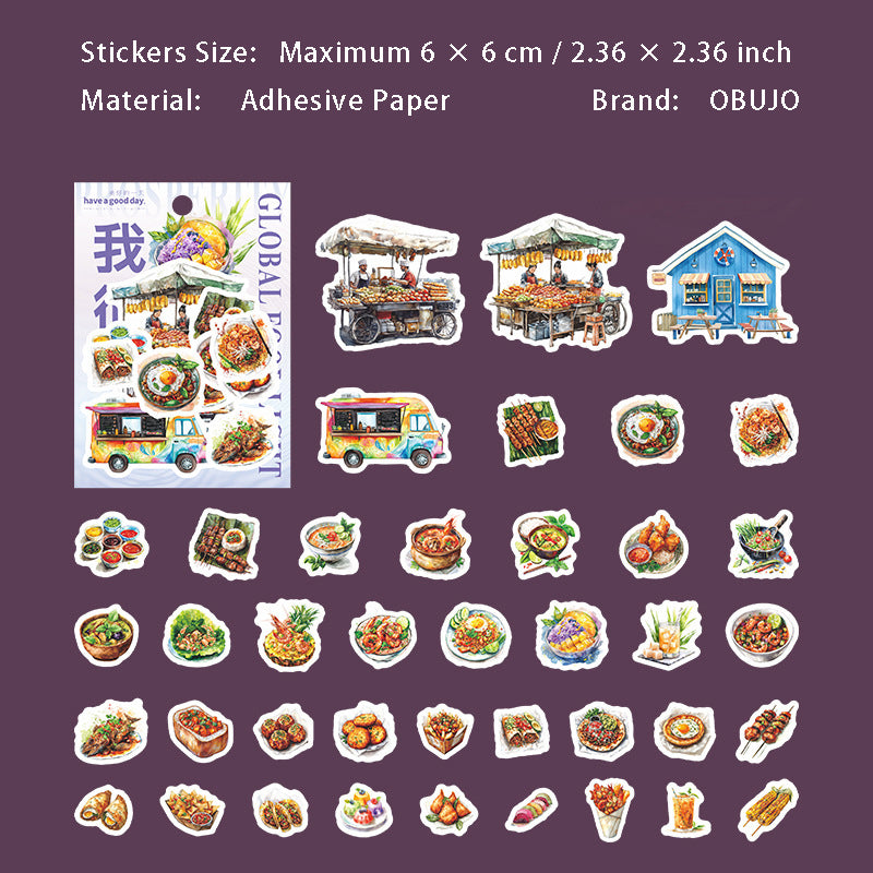 40 Pcs Global Food Stickers HQSGSP