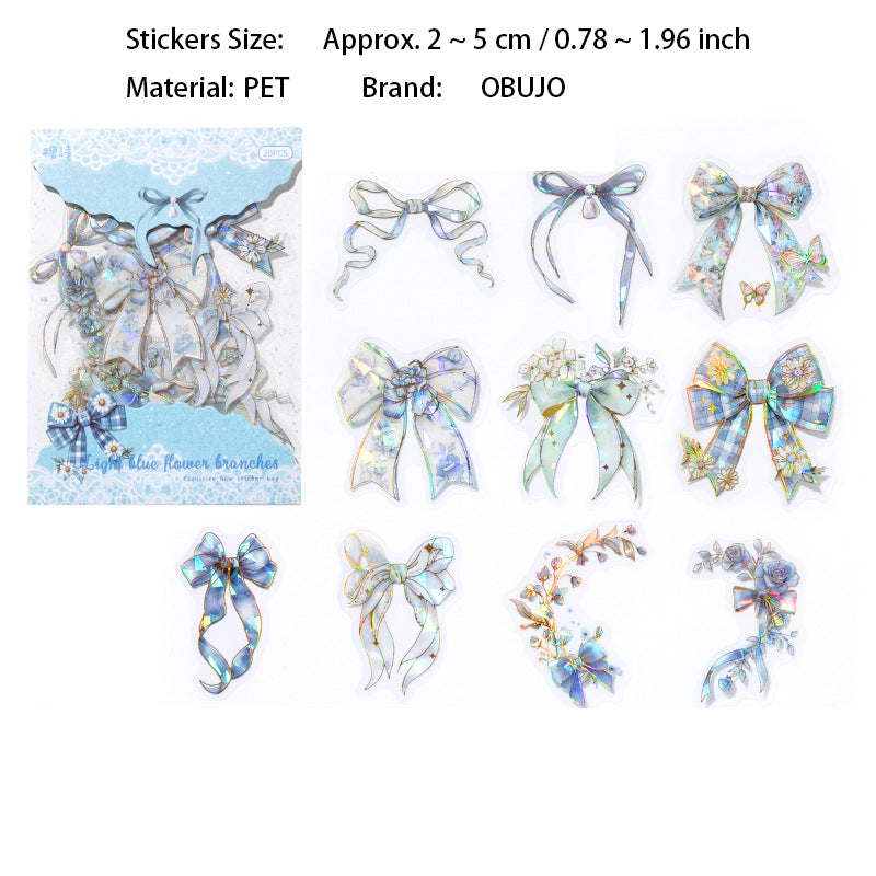 20 Pcs Floral Bow-knot PET Stickers HDJTJ