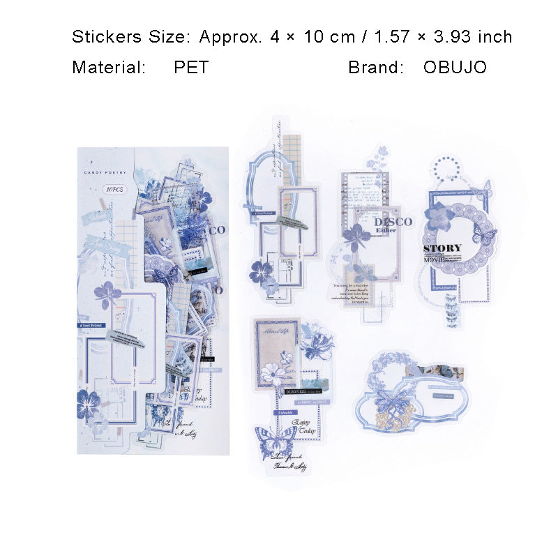 10 Pcs Vintage Collage PET Stickers AYJZ