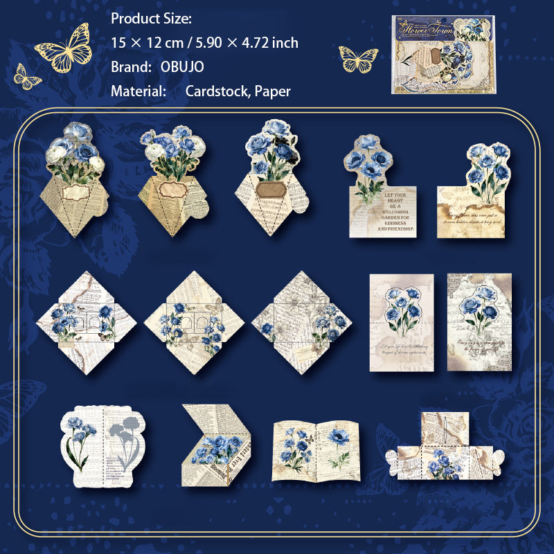 14 Pcs Flower Themed Cardstock and Envelope FHLX