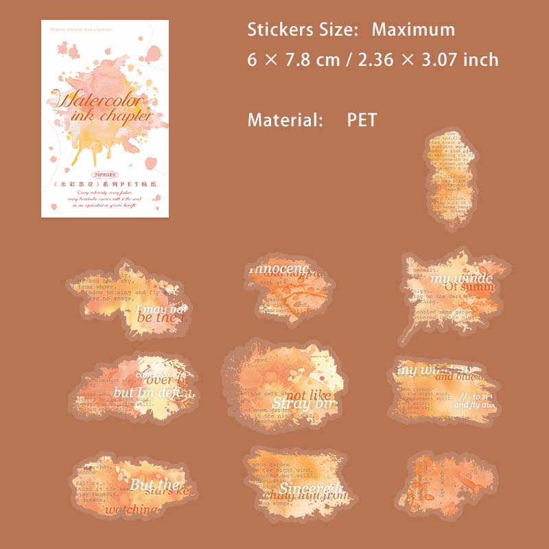 20 Pcs Watercolor Quotes PET Stickers SCMZ