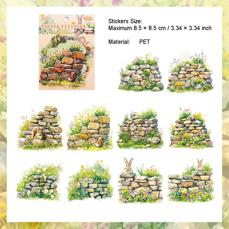 10 Pcs Garden Vine PET Stickers MMHY