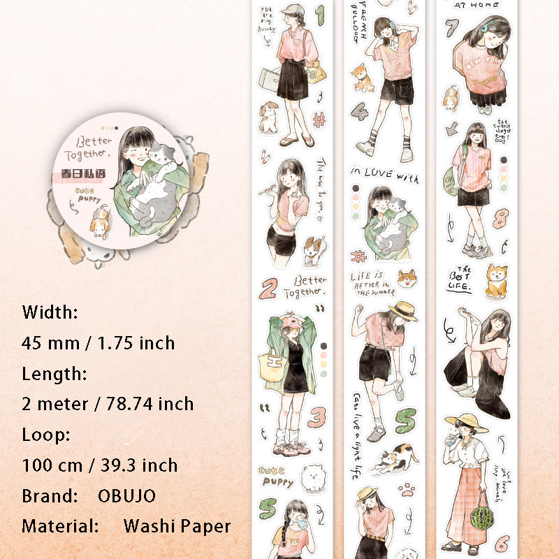 1 Roll Girl Theme Washi Stickers Tape SJHY