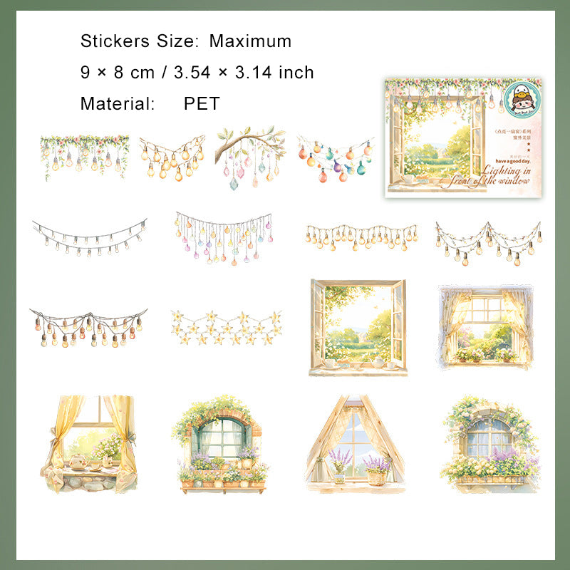 16 Pcs Light and Window PET Stickers DLYSC