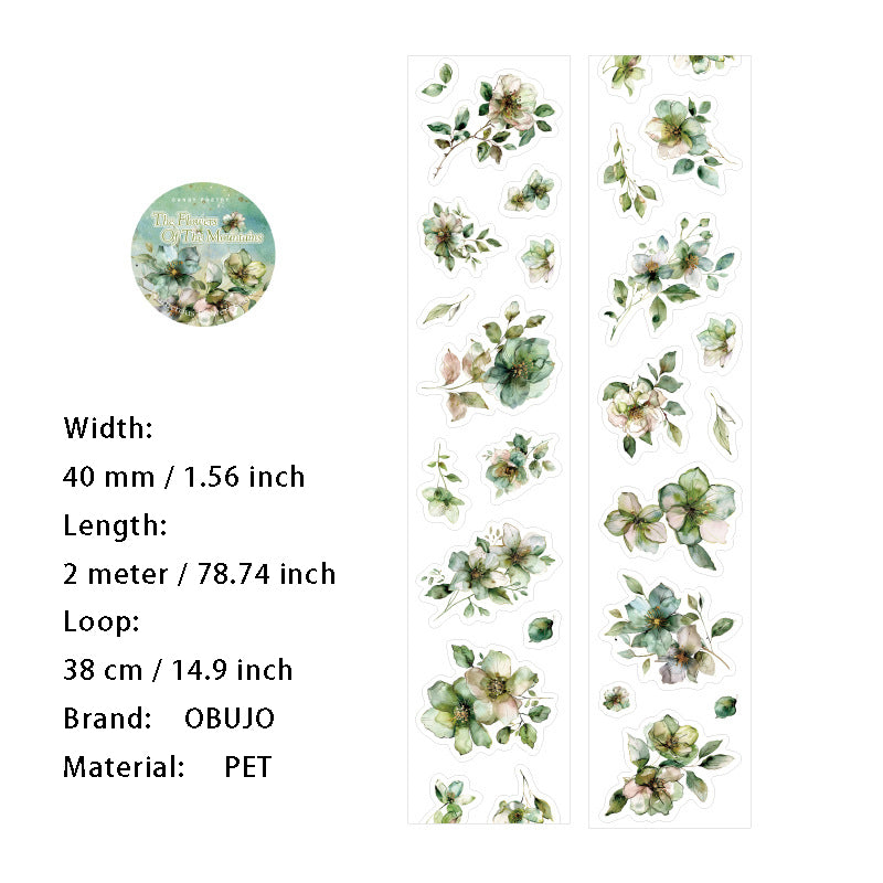 1 Roll Vintage Flower PET Stickers Tape FHXL