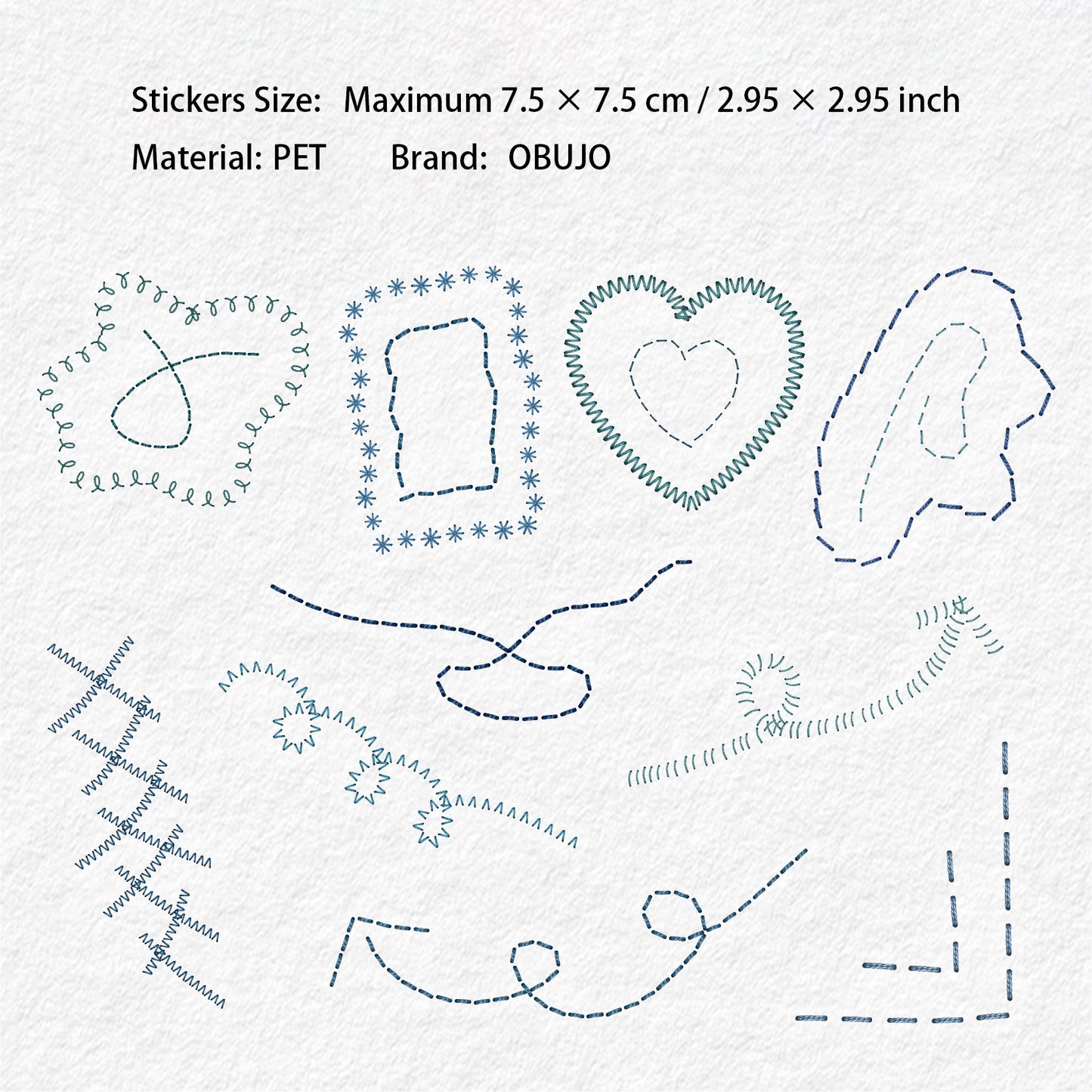 20 Pcs Sewing Patterns PET Stickers XXXL