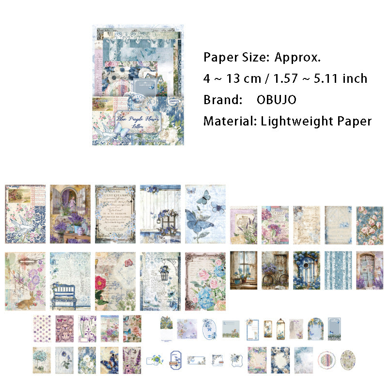 100 Pcs Floral Journal Paper TYYJ