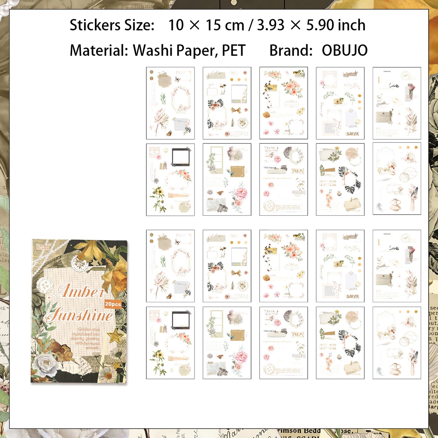 20 Sheets Creative Journal Stickers Book HJYS