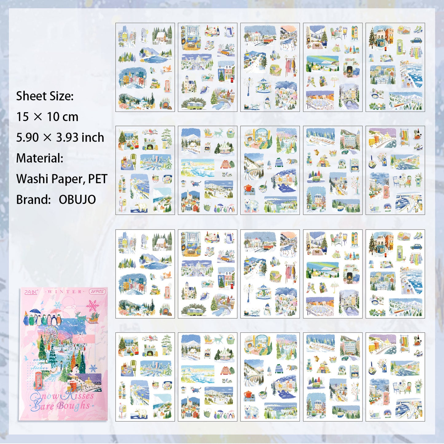 20 Sheets Seasonal Landscape Stickers Book FGSJ