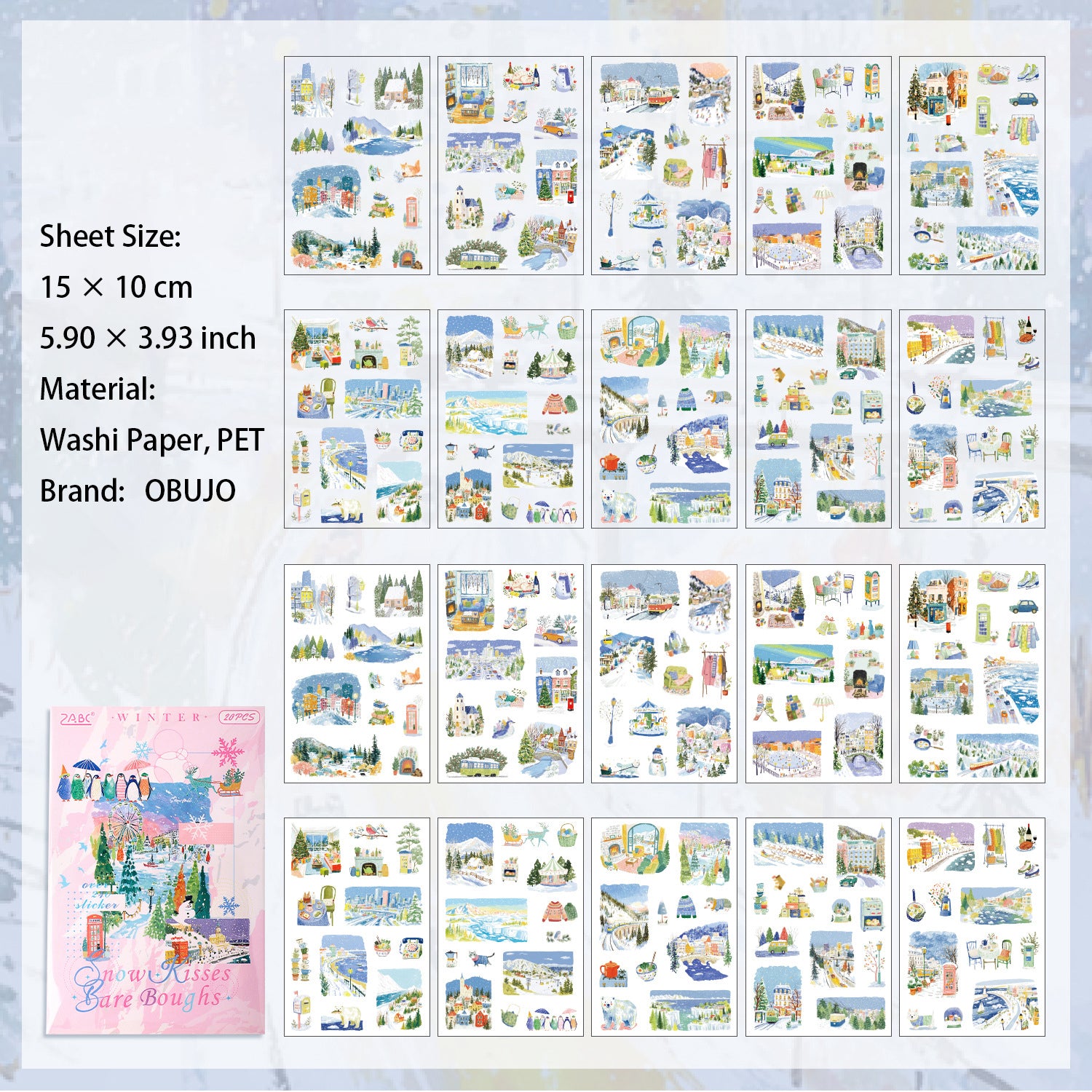 20 Sheets Seasonal Landscape Stickers Book FGSJ