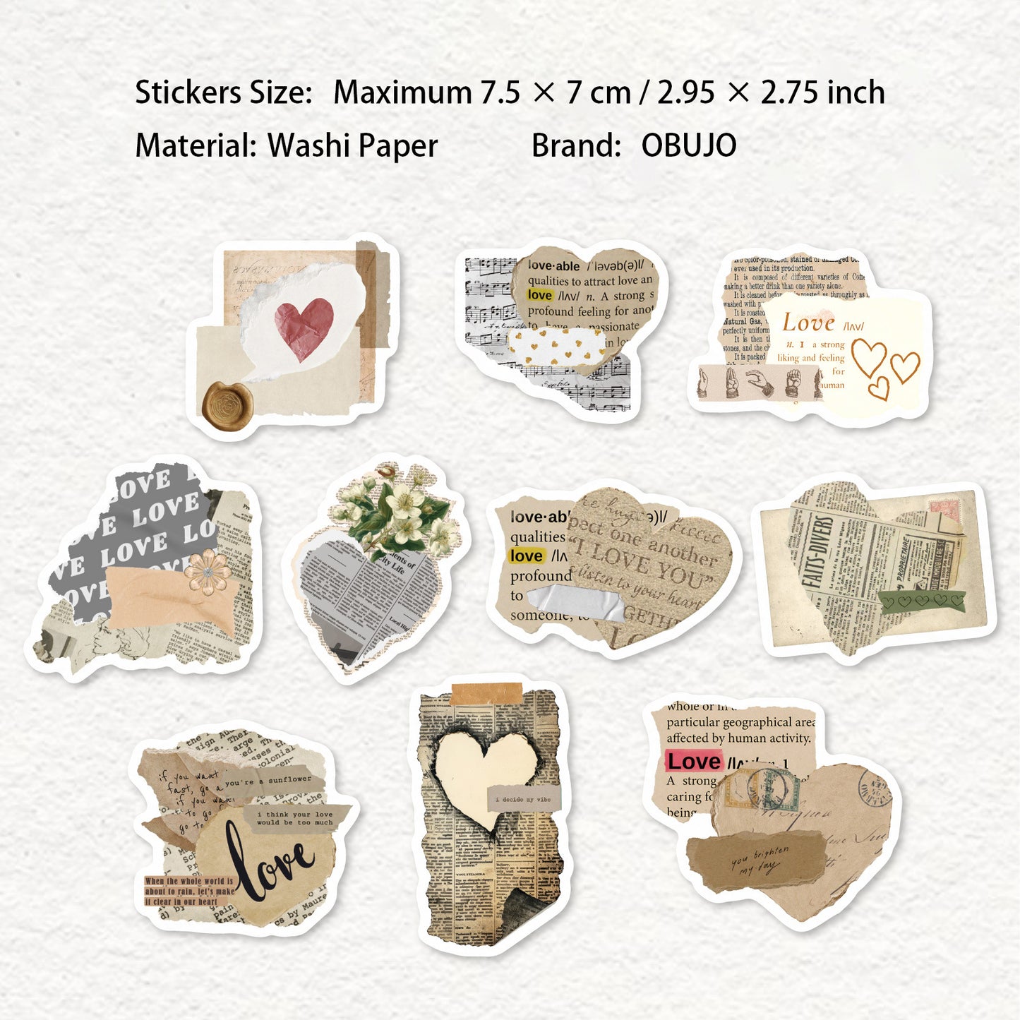 20 Pcs Vintage Newspaper Themed Washi Stickers JBXL
