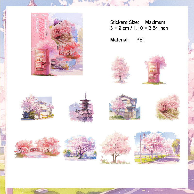 10 Pcs Natural Landscape PET Stickers ZRHJ