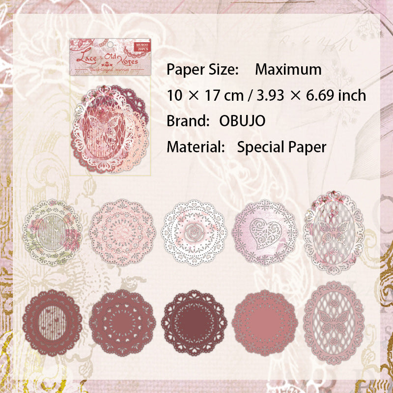 20 Pcs Vintage Lace Journal Paper LSJQ