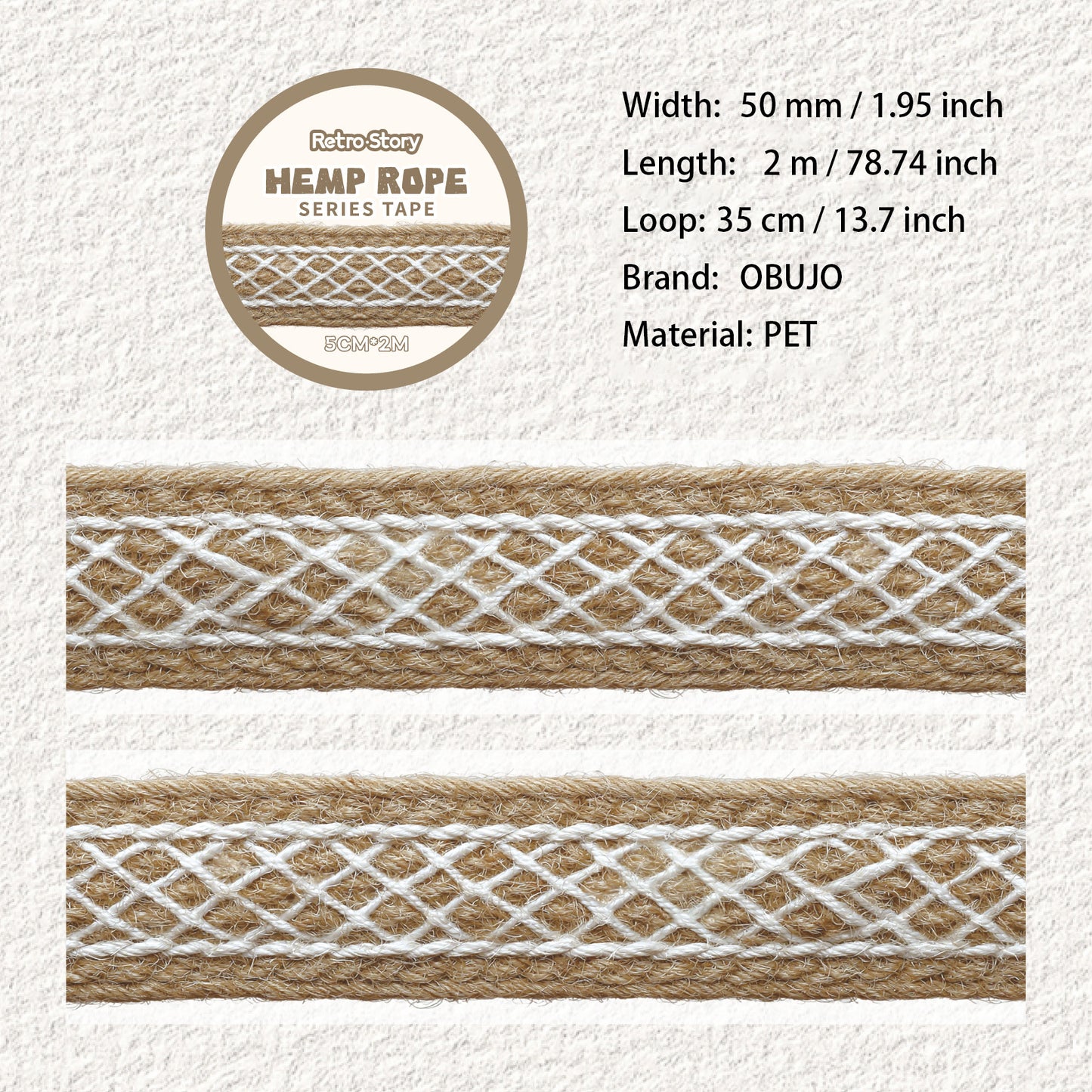 1 Roll Hemp Rope Themed PET Tape MSXL