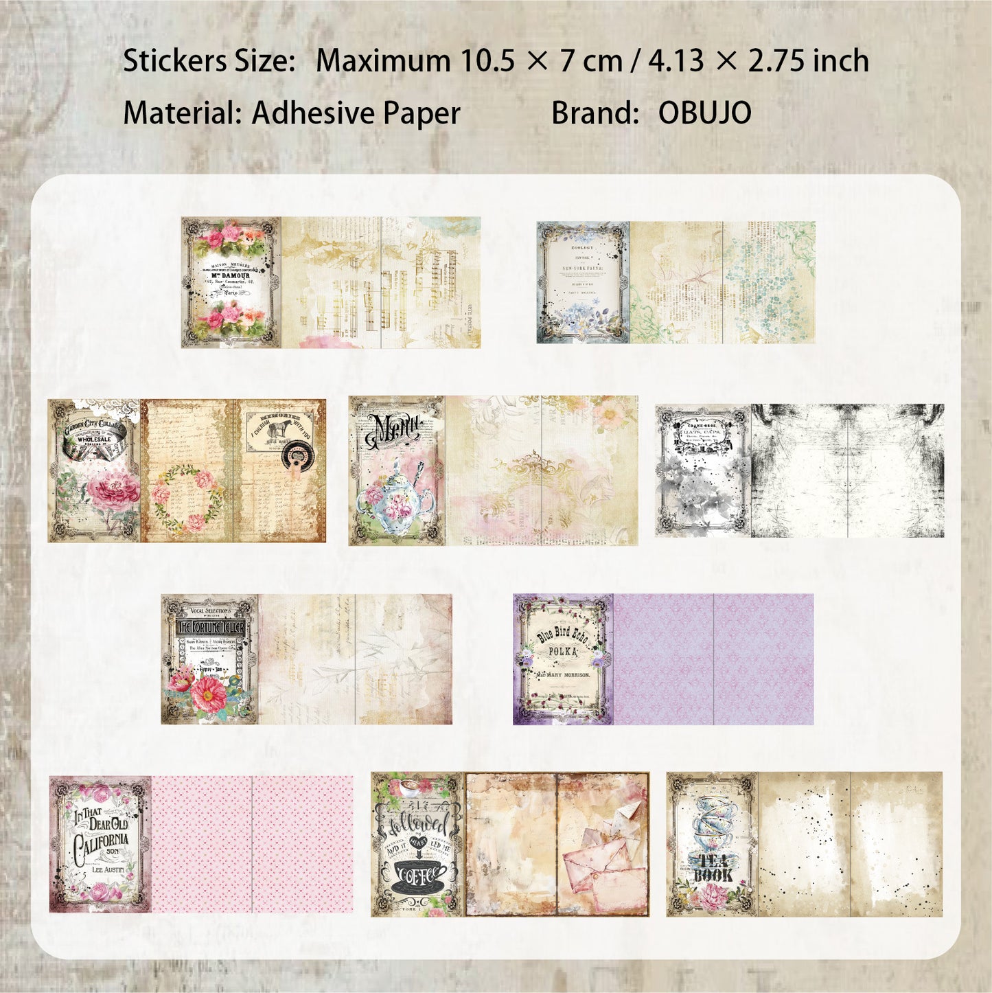 20 Pcs Creative Vitnage Book Themed Stickers SJXYJ