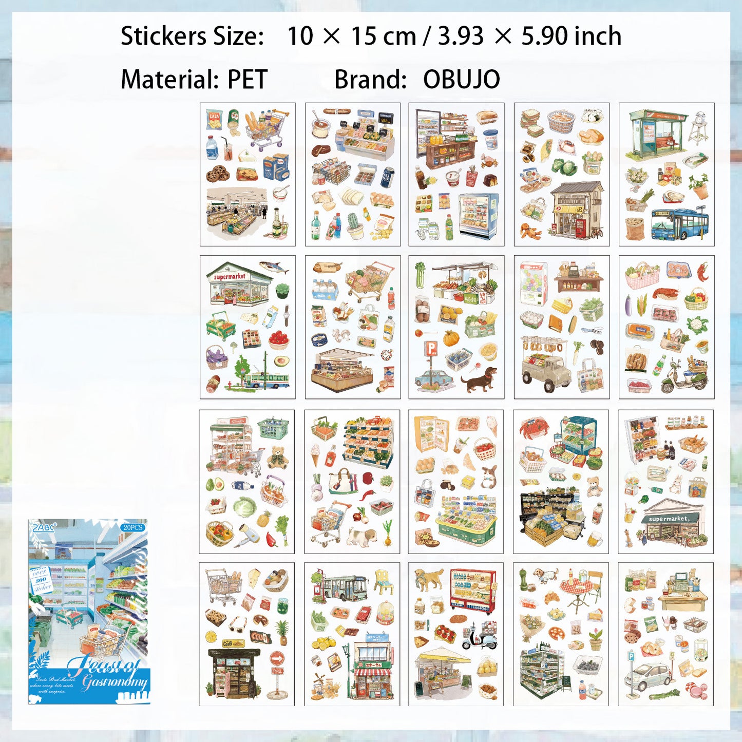 20 Sheets Dinner Time PET Stickers Book MWSG