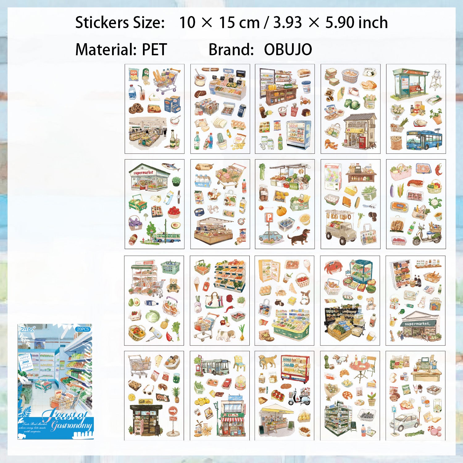 20 Sheets Dinner Time PET Stickers Book MWSG