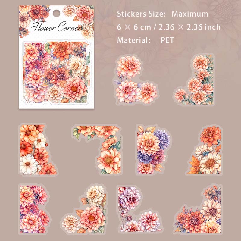20 Pcs Flower Corner PET Stickers HDBJ