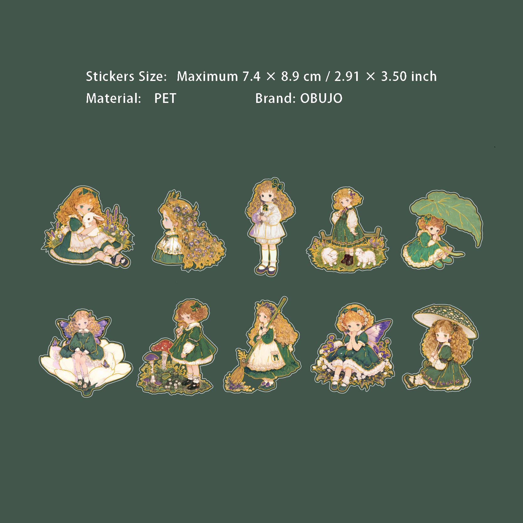 10 Pcs Fairy Girl PET Stickers THJC