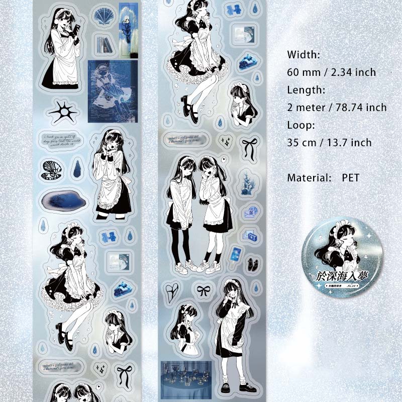 1 Roll Comic Girl PET Stickers Tape WXDSJ