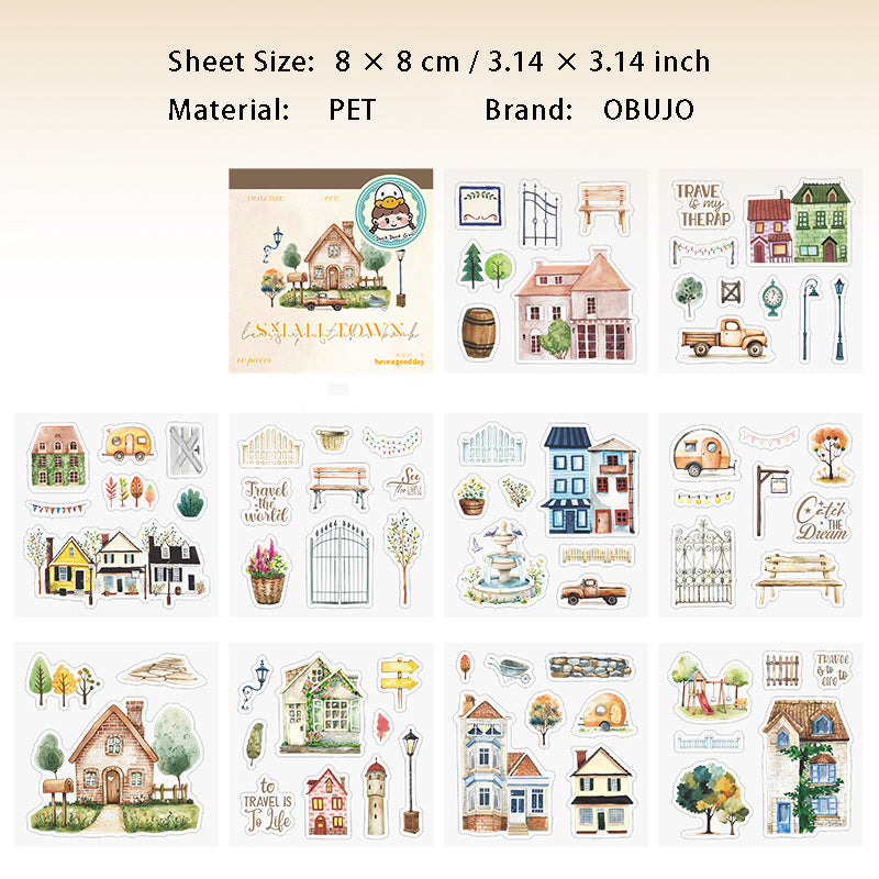 10 Sheets Street Landscape PET Stickers Book TZBXZ