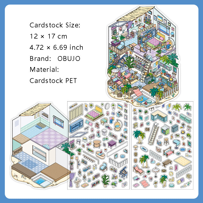 3D Shop House Home Scene DIY Stickers Kit WDXW11