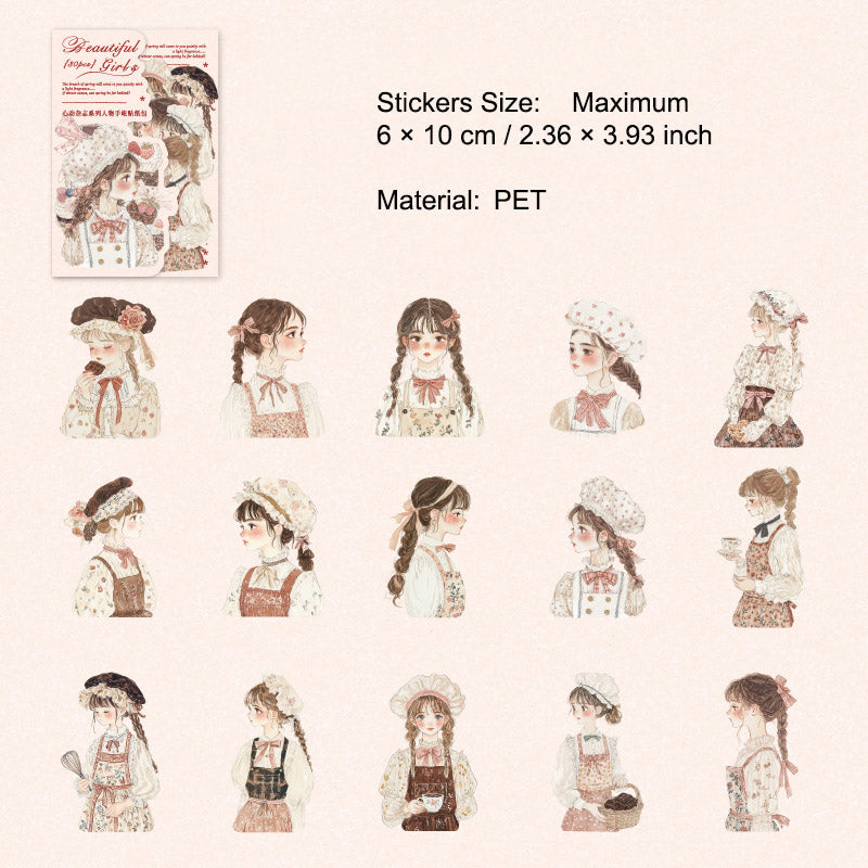 30 Pcs Sweet Girl PET Stickers XDZZ
