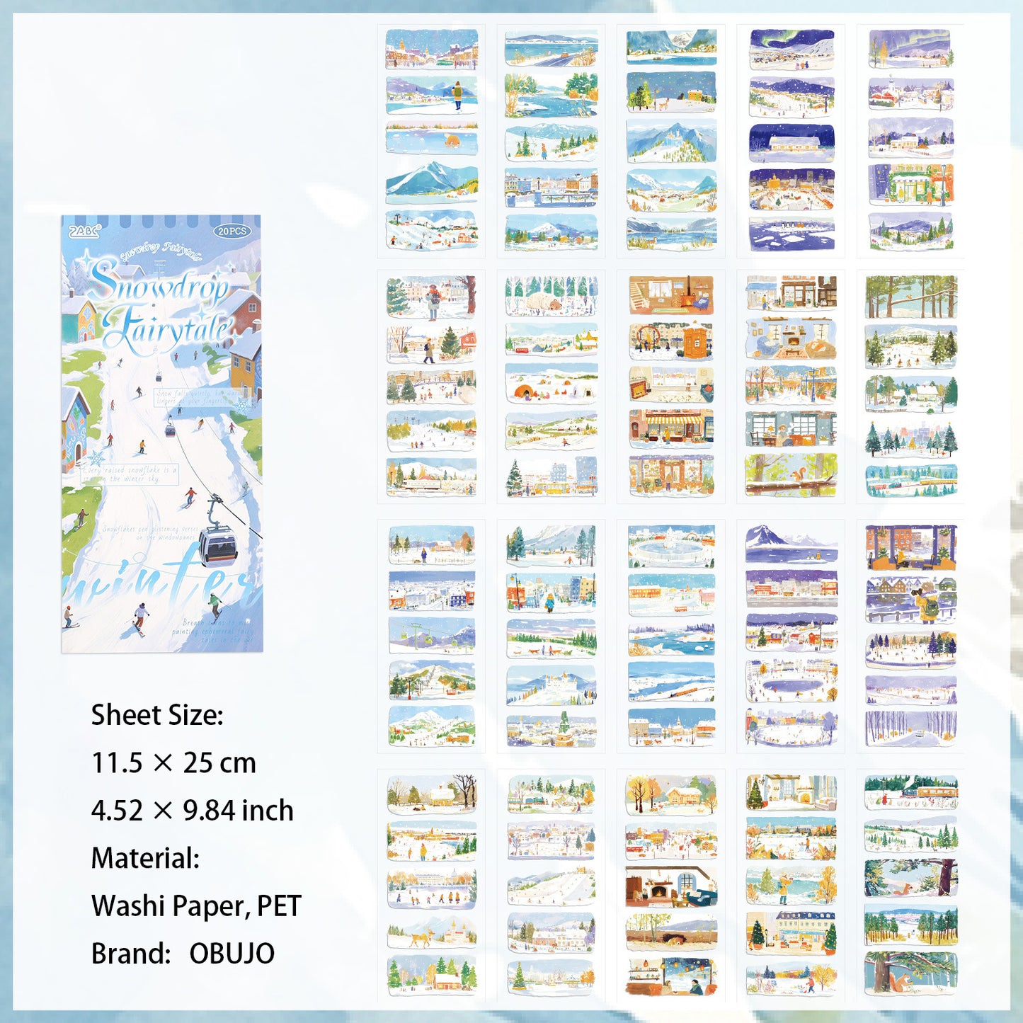 20 Sheets Seasonal Landscape Stickers Book SJZS