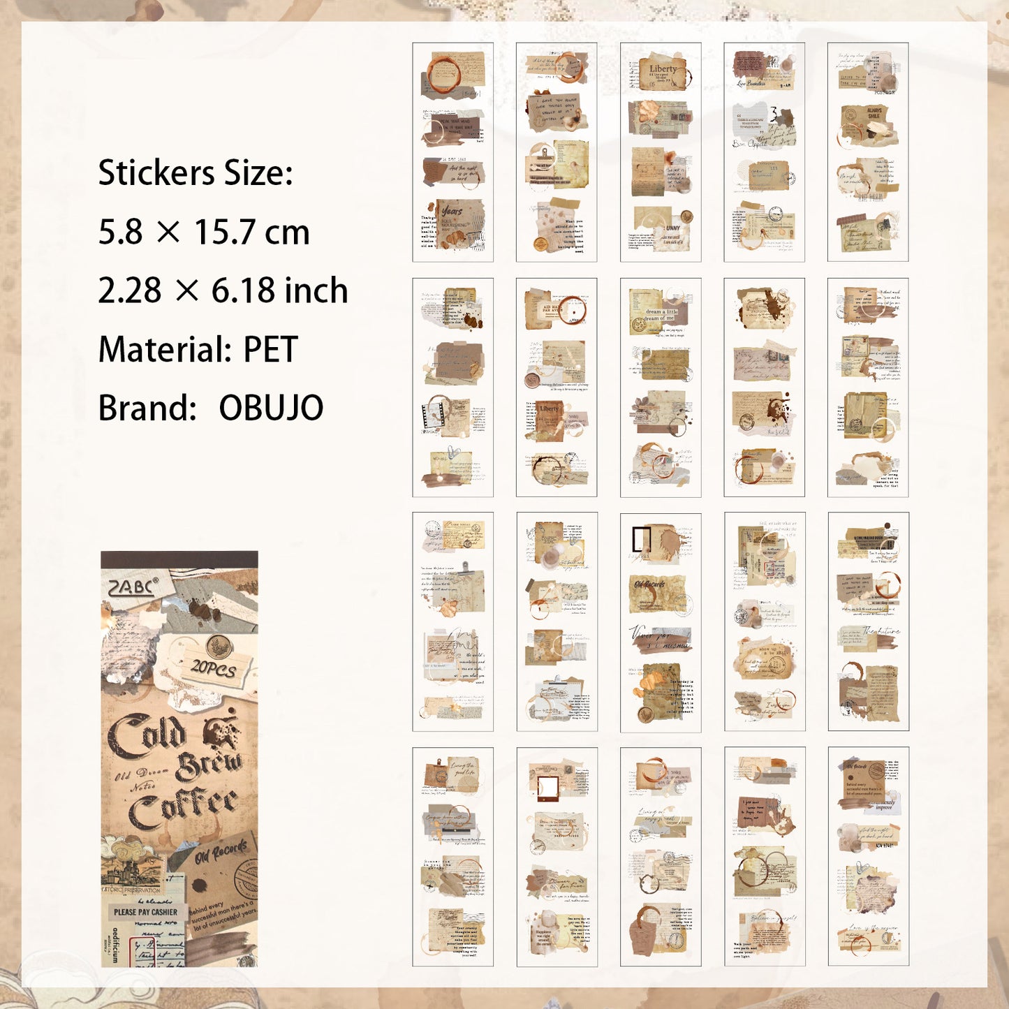 15 Sheets Vintage Collage Stickers Book JMSZ