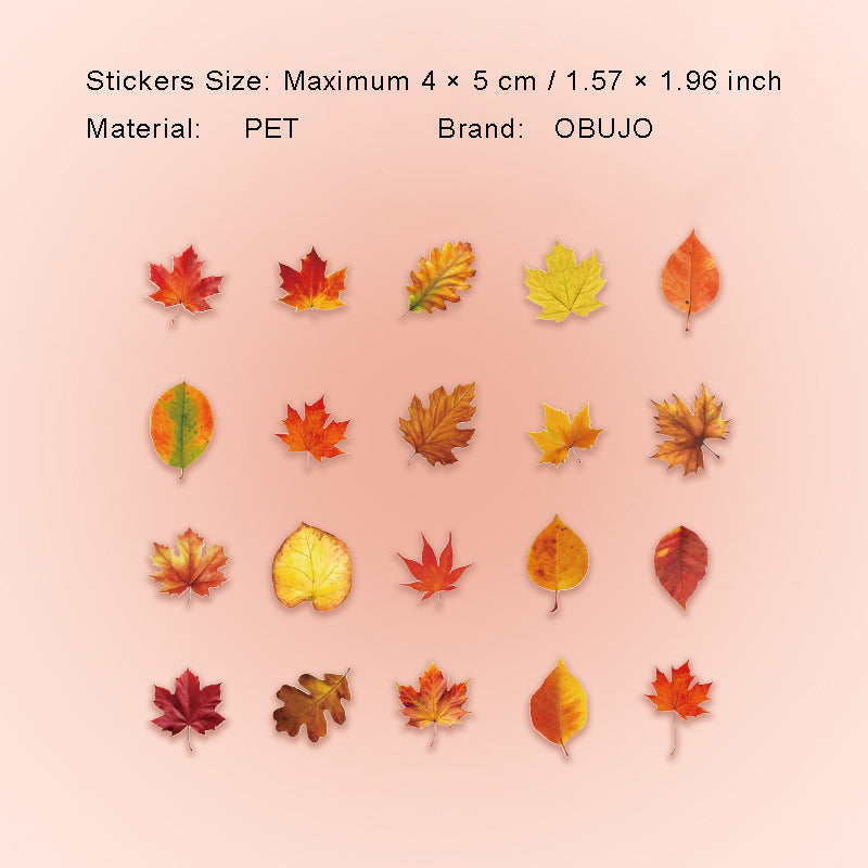 40 Pcs Seasonal Leaf PET Stickers ESSZM
