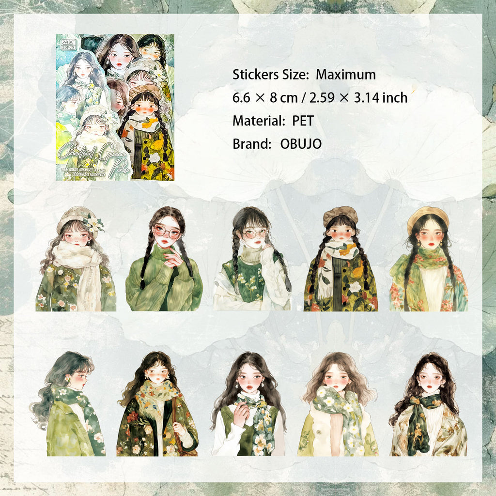 20 Pcs Fashion GIrl PET Stickers RFMY