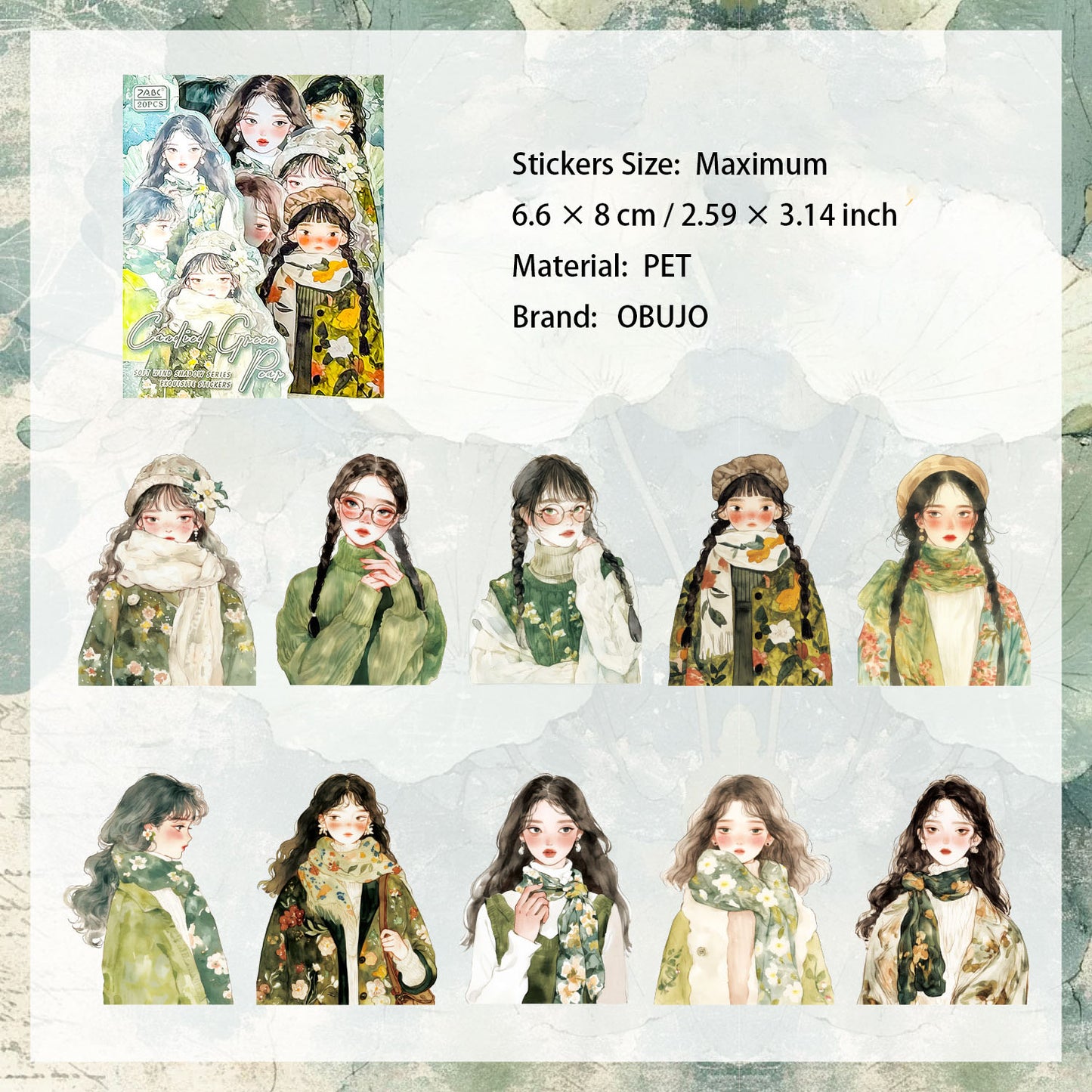 20 Pcs Fashion GIrl PET Stickers RFMY