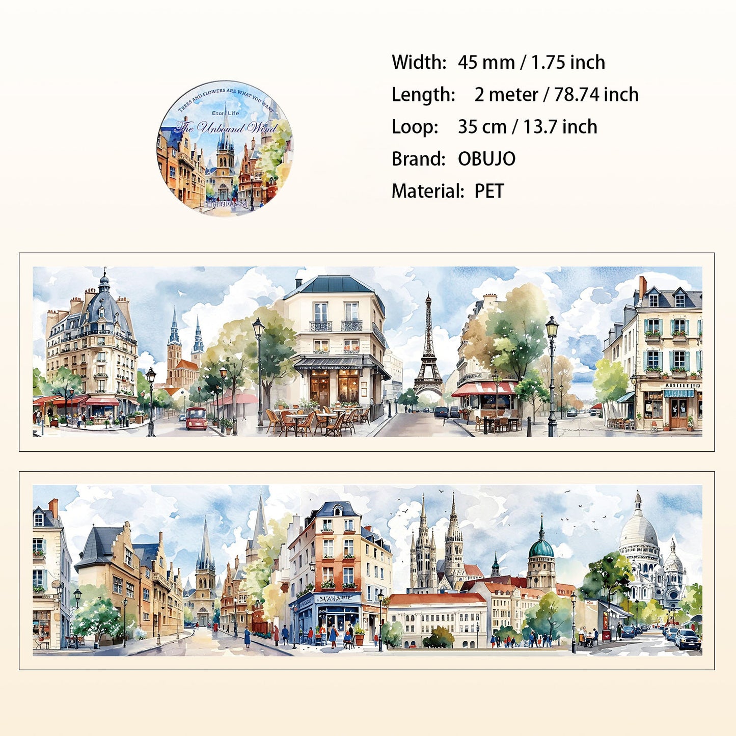 1 Roll Travel Landscape PET Tape ZYDF