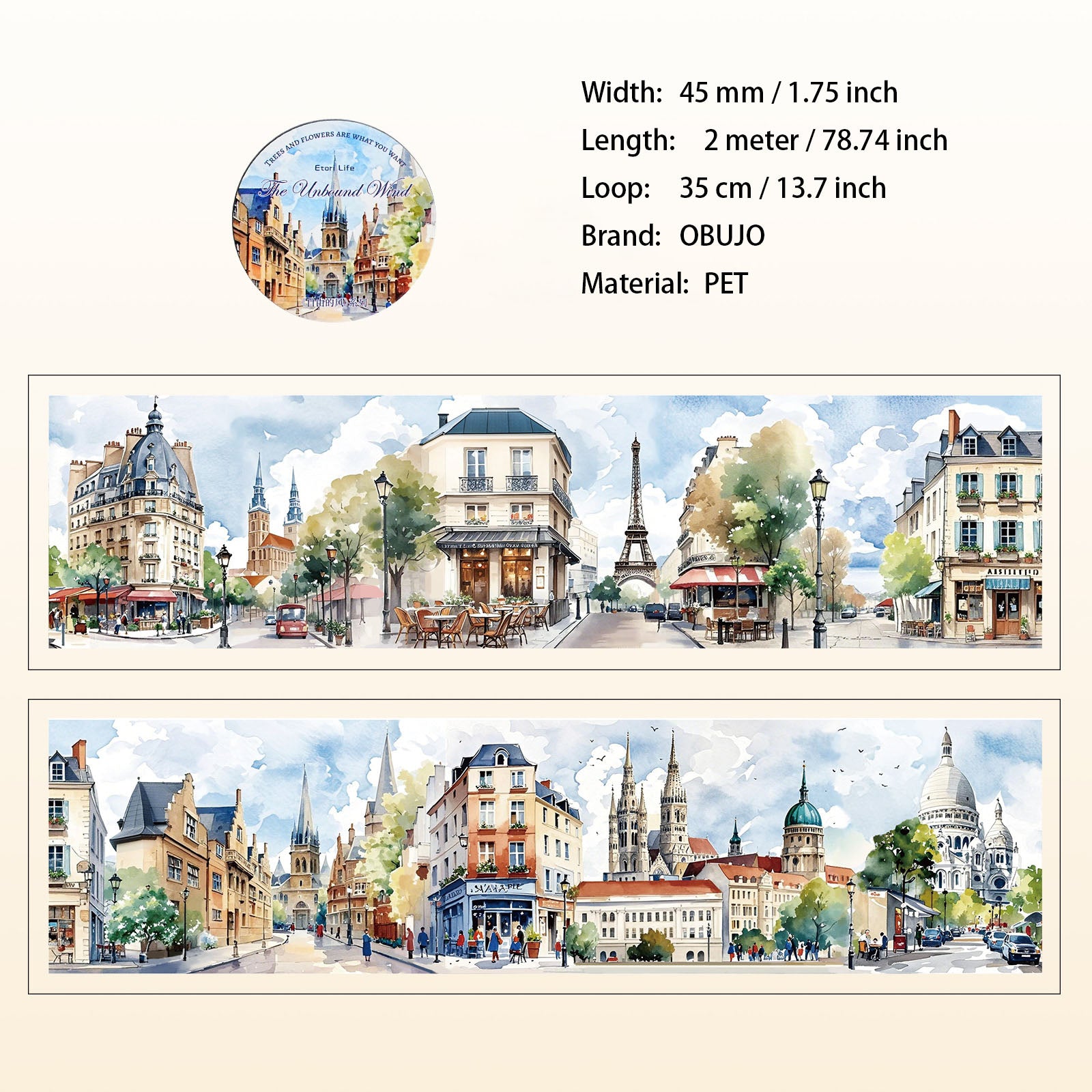 1 Roll Travel Landscape PET Tape ZYDF