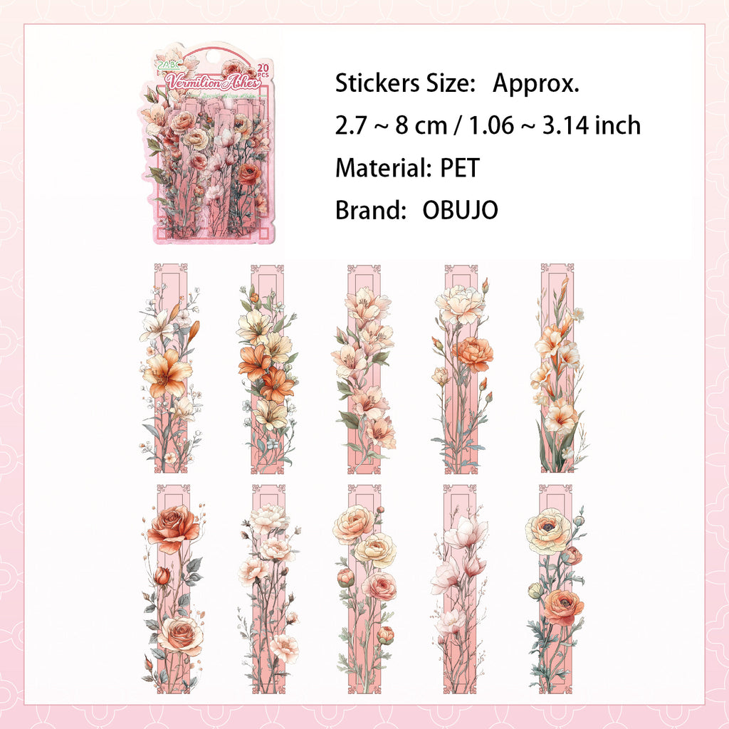 20 Pcs Floral PET Stickers CHJX