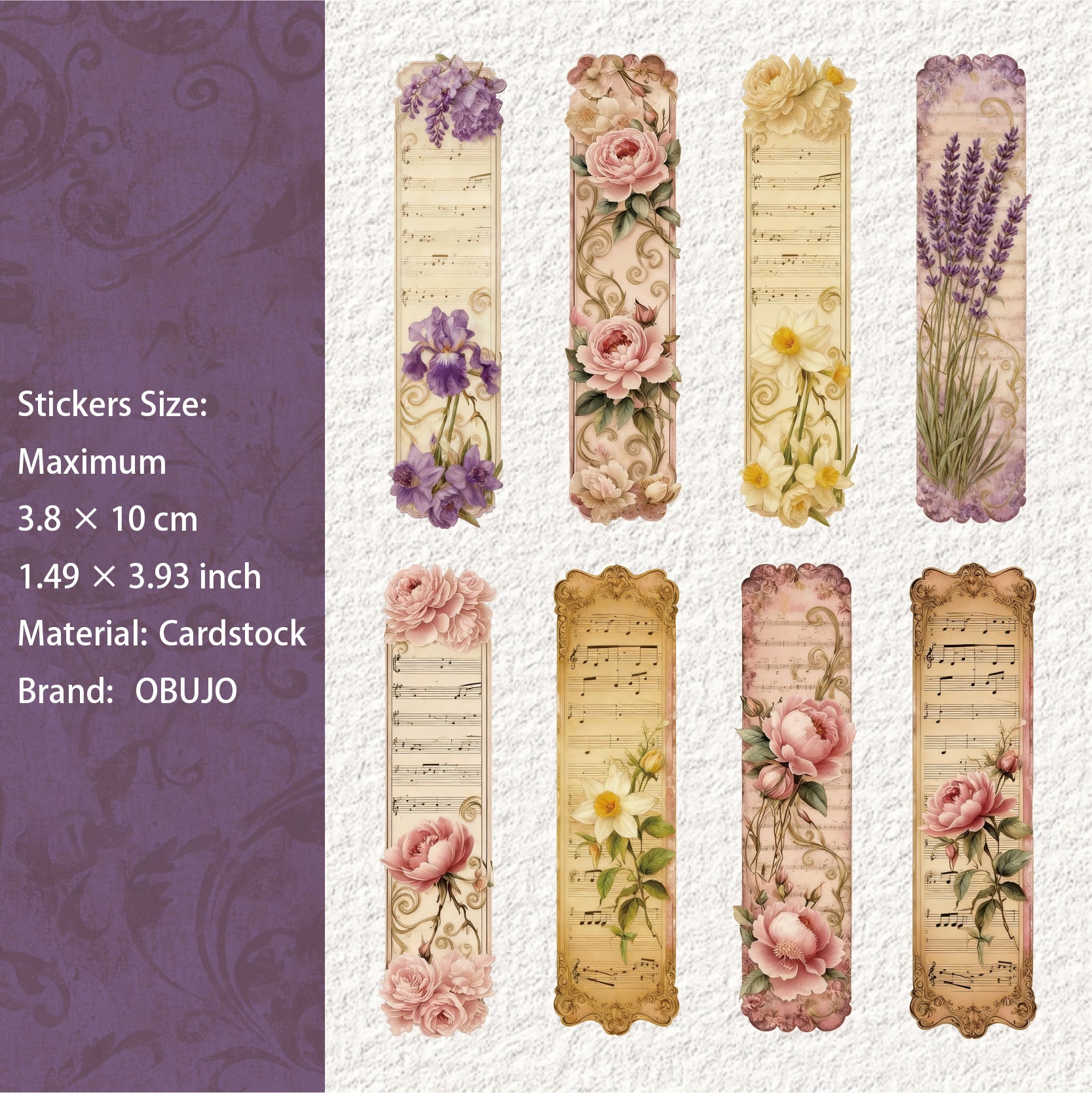 15 Pcs Vitnage Floral Cardstock Stickers SJXL