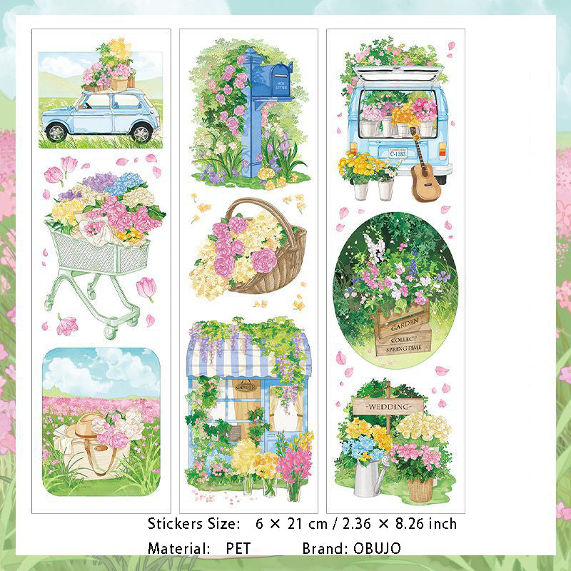 6 Pcs Garden Spring PET Stickers CGZX