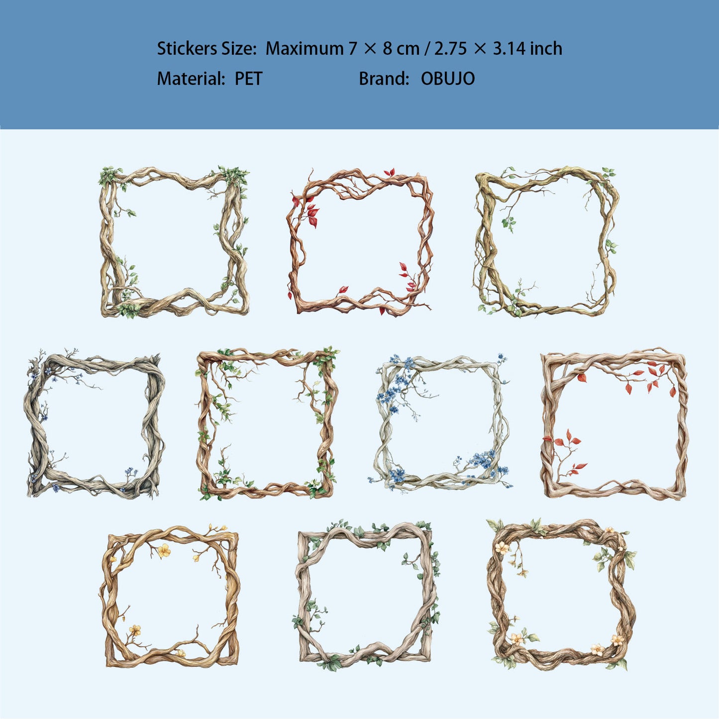 20 Pcs Tree Vine Frame Stickers ZYXL