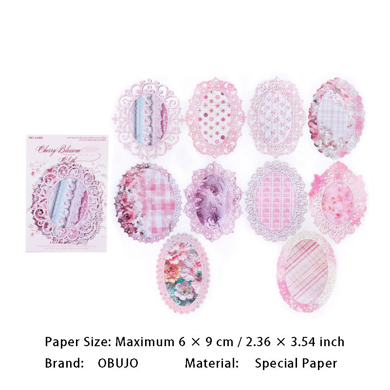 10 Pcs Lace Theme Scrapbook Paper LSHM