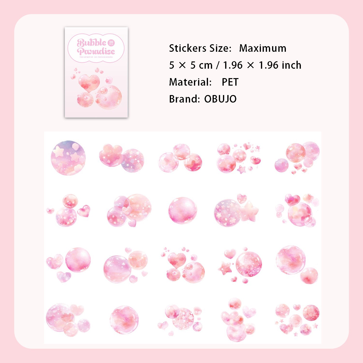 20 Pcs Fantasy Bubble PET Stickers MHPP