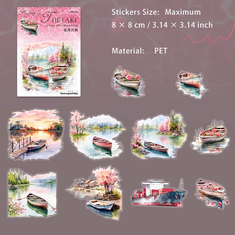 20 Pcs Laker Boat PET Stickers FZHS