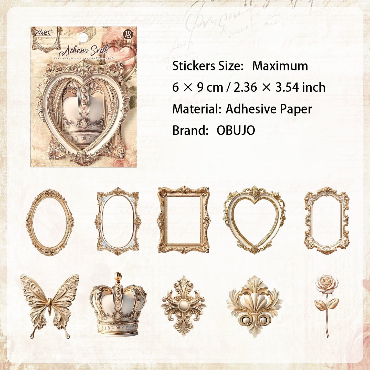 10 Pcs Aesthetic European Journal Stickers YZOF