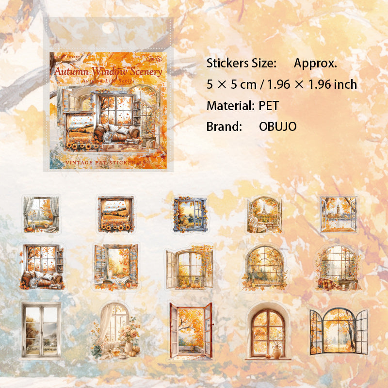 30 Pcs Autumn Landscape PET Stickers QRSH