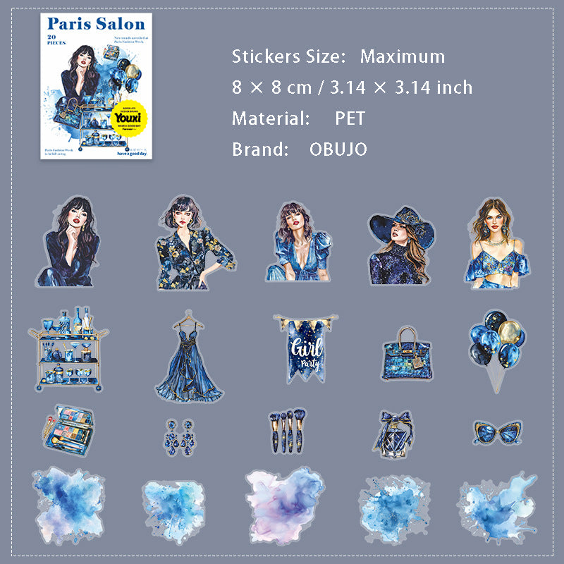 20 Pcs Pari Girl PET Stickers BLSL