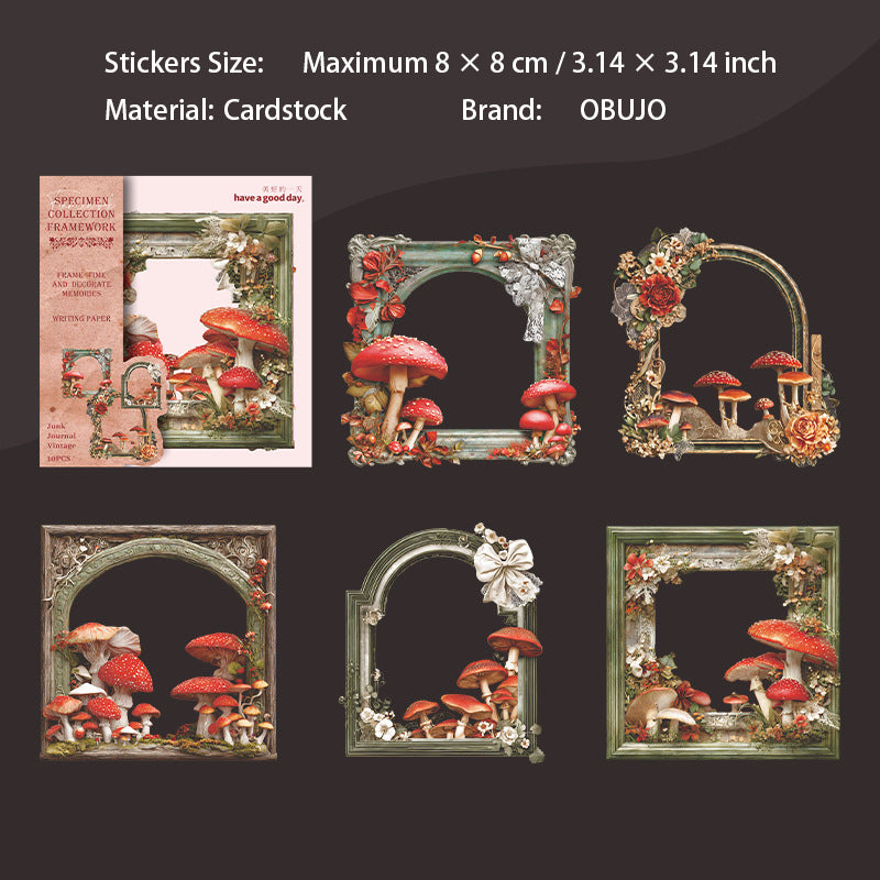 10 Pcs Botanical Frame Cardstock Stickers ZCBBK