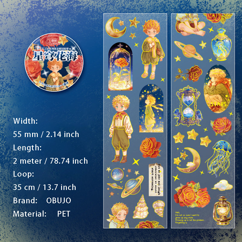 1 Roll Gold Foil Fairy Child PET Stickers Tape XCZY