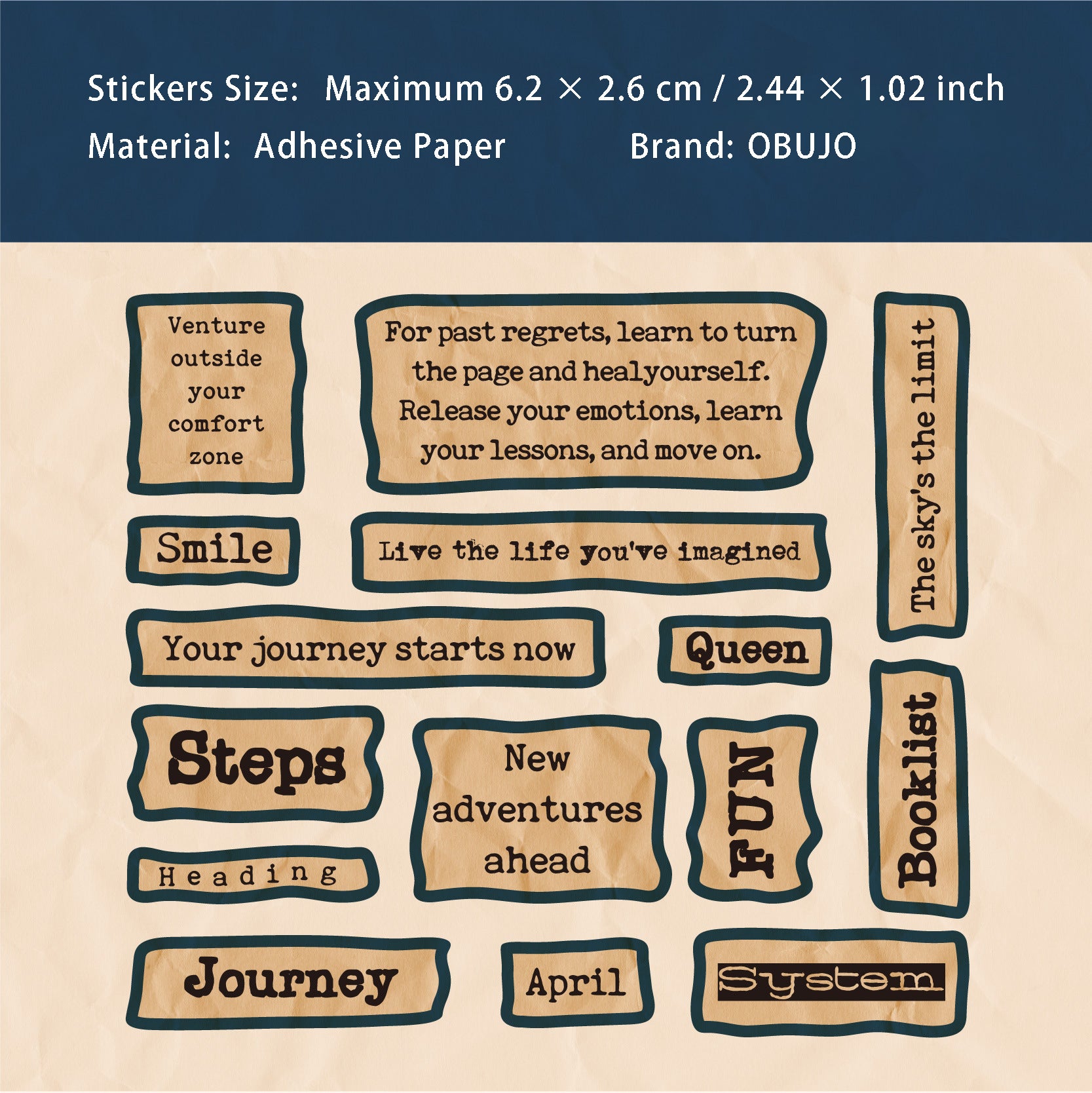 30 Pcs Vintage Quote Stickers XYXL