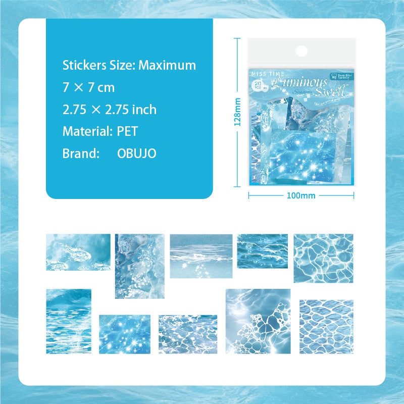 20 Pcs Water Texture PET Stickers LGBY