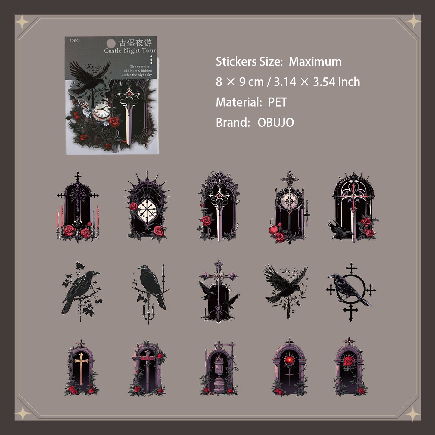 45 Pcs Gothic PET Stickers GBYY